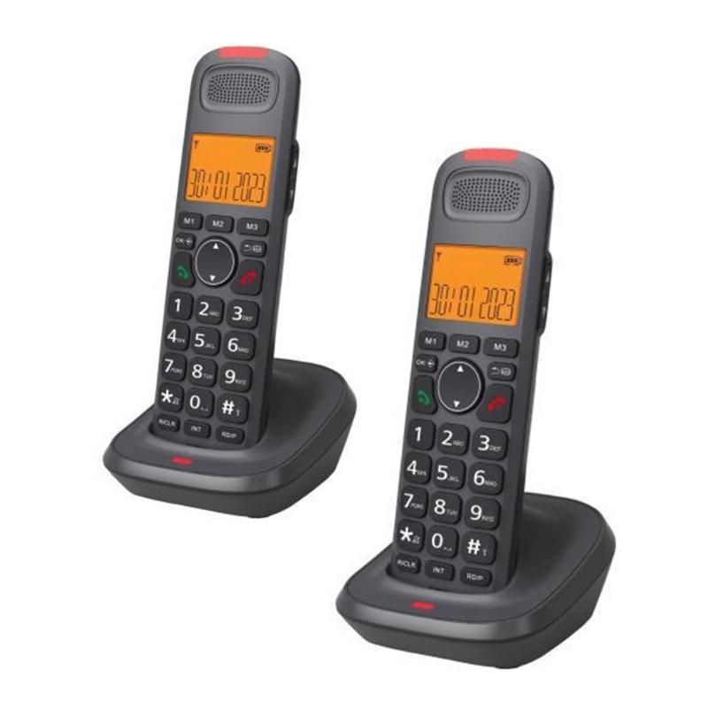 DECT Cordless Phone Expandable With 2 Handsets Telephont For Multi Room Communication And Easy Installation