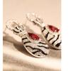 BELLA BOX Moderne Vintage Zebra Rubin Set Leopard Farbe Ring abnehmbare Ohrringe Ohrringe Anhänger Frauen