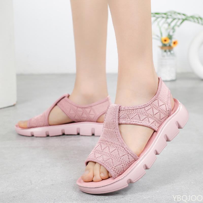 Summer Hollow Sandals Versatile New Mesh Breathable Lightweight Beach Women's Casual Sandals Platform Sneakers Zapatos De Mujer