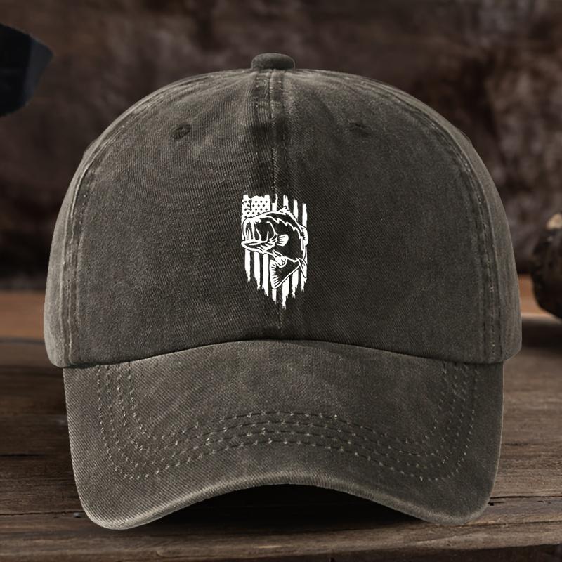 

Funny Flag Fish Print Baseball Hat Unisex Outdoor Fashion Versatile Peaked Cap Trend коричневий