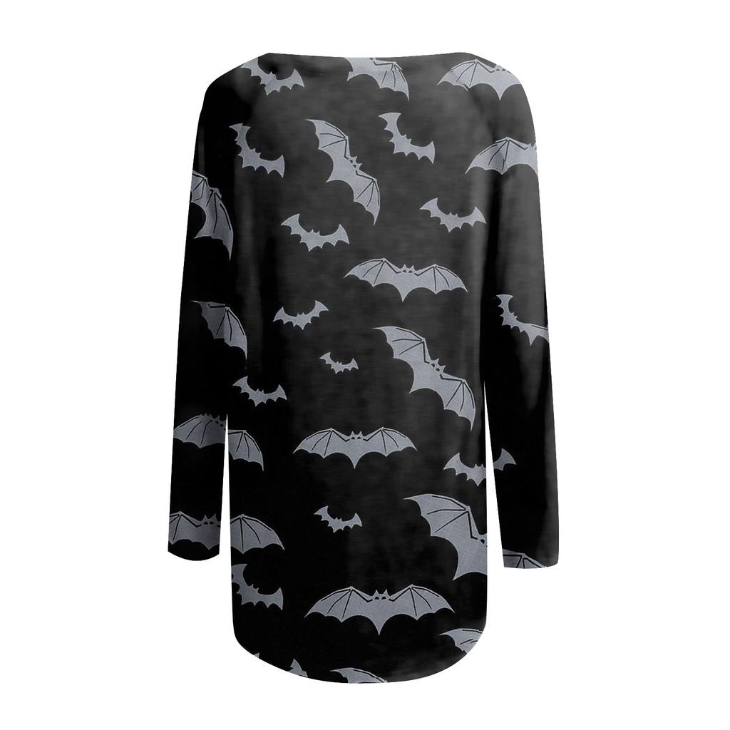 Women's Casual Fashion Halloween Print Long Sleeve Medium Length Top Blouse