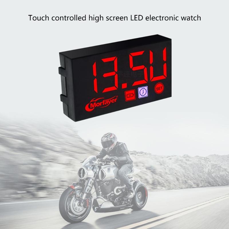 12V Motorcycles Digital Clock Voltmeter Thermometer Motorcycles Accessory  Electronic Meter Waterproof