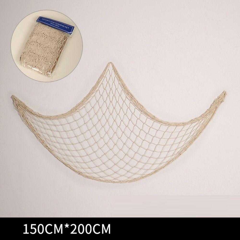 Wall Mounted Photo Hanging Fishing Net with Shells Coastal Style Net Display Wall Decor Bohemian Multi-size Beach Theme Decor