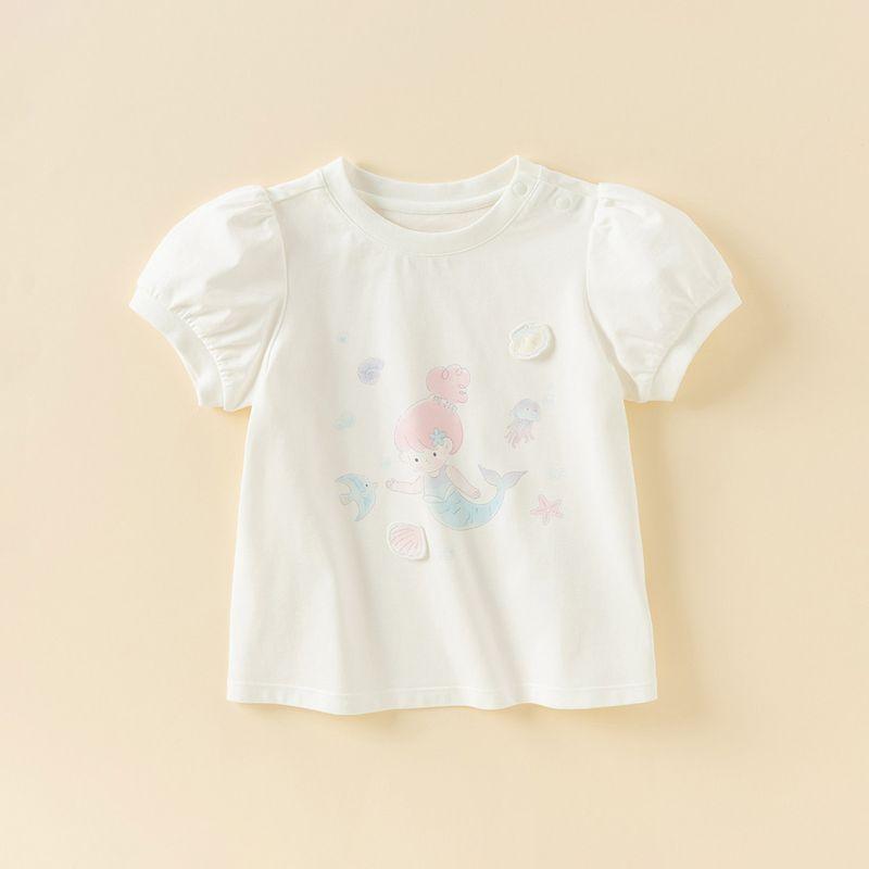 David Bella Girls' Short-Sleeved T-Shirt Baby Pure Cotton Bottoming Shirt 2026 New Summer Clothing Kidsren's Clothing Tops
