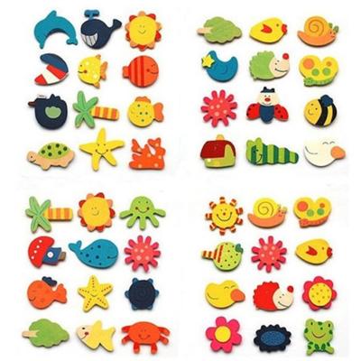 12pcs Novelty Animals Wooden Cartoon Fridge Magnet Sticker Cute Funny Refrigerator Toy Colorful Kids Toys for Children Baby