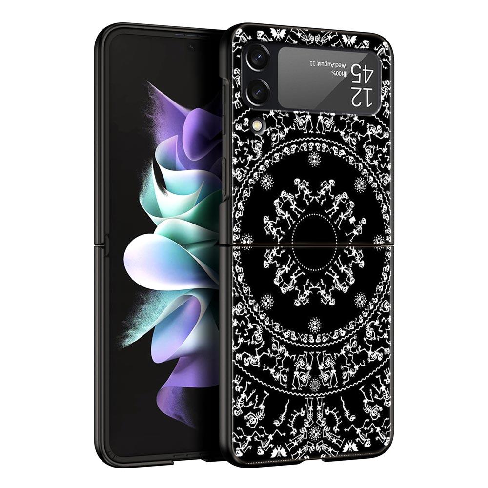 Skeleton Skull Hard PC Phone Case For Samsung Galaxy Z Flip 7 6 5 4 Black Cover For Galaxy Z Flip 3 Foldable Shell Fundas Capas
