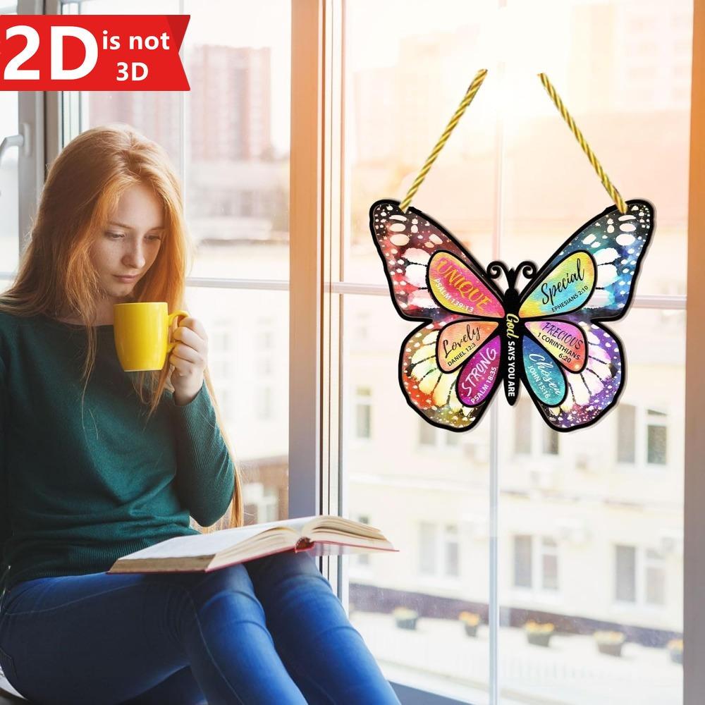 2D Christian Butterfly Window Gift. Religious, feminine decor for mothers, wives & friends.