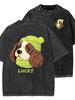 Puppy Graphic Washed T Shirt Women Cartoon Dog Print Oversized Tee Vintage Harajuku Streetwear Casual Short Sleeve Unisex Tops