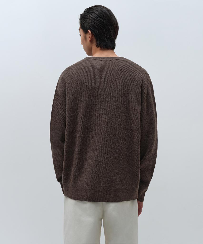 MUSINSA STANDARD [Victoria Wool] Minimal Ribbed Crew Neck Knit [Brown]