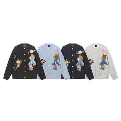 Unisex Luźna Bluza z Nadrukiem Kreskówkowym i Haftem Sweter Streetwear Codzienny Top