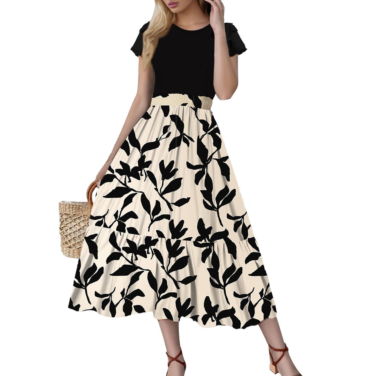 

Женское платье с цветочным принтом и высокой талией, модное и элегантное XXL