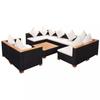 VidaXL Garden Furniture Set 9 Pcs with Cushions Wicker Resin Black