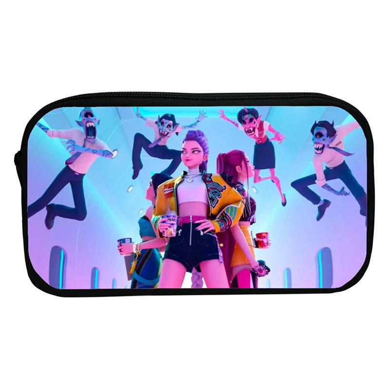 Kpop Demon Hunters Student Pencil Case Cartoon Large Capacity Pencil Box Stationery Supplies Girl Cosmetic Storage Bag Gifts