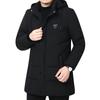 Herren Kapuzen Winter Daunen Baumwollmantel für Herren Parkas Verdickt Einfarbig Wattiert Strickjacke Midi Länge Reißverschluss Herren Warme Jacke