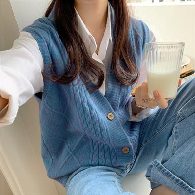 Nieuwe mouwloze casual gebreide trui/vest voor dames, modieus, enkelvoudig geknoopt, los model met V-hals, effen, elegant damesvest/top 25733