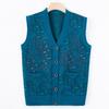 Middle-aged Elderly Knitted Sweater Vest Female Age 0 Mother Wear Autumn Sweater Vest Grandma New Warm Cardigan