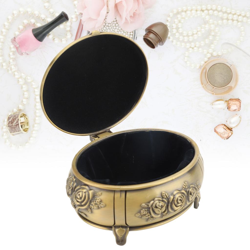 Jewelry Box Retro Metal Oval Shaped Jewelry Storage Box for Necklace Ear S