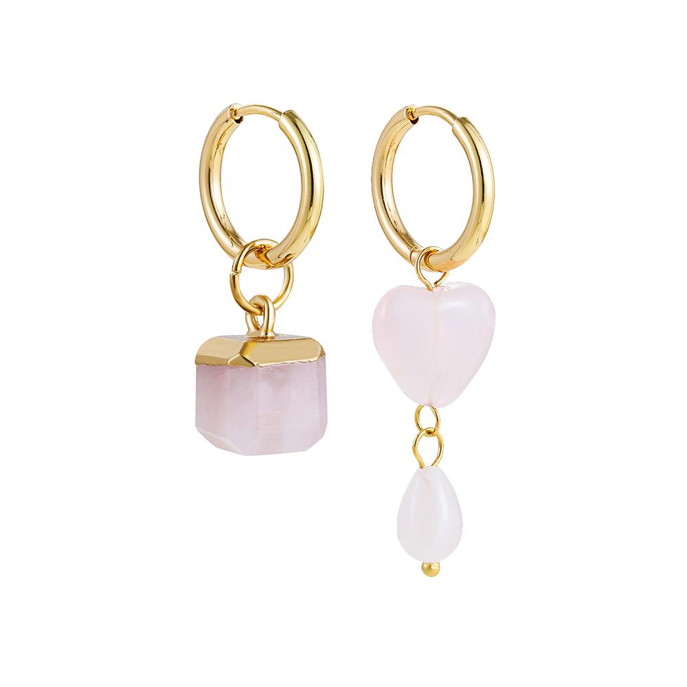 

Bohemian Handmade Natural Stone Beads Hoop Earrings for Women Golden Color Stainless Steel Circle Huggie Hoops Zircon Bijoux