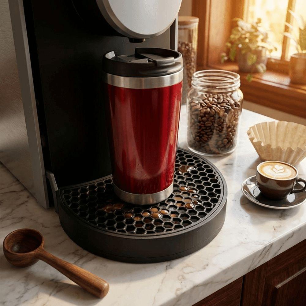 Svart Plast Kaffemaskin Droppbricka Honungskaka Hål Nätbricka Skydd Kaffestation