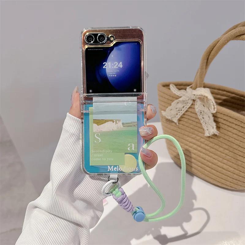 Für Samsung Galaxy Z Flip 6 5 4 3 Hülle Z Flip5 ZFlip 5 ZFlip5 Niedliches Baum Lanyard Harte Stoßfeste Hülle mit Handschlaufe