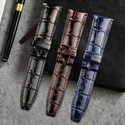 20mm 22mm Italian Cowhide Watch Strap Needle Folding Buckle Clasp Leather Watchband Suitable for IWC PORTUGIESER Series Bracelet