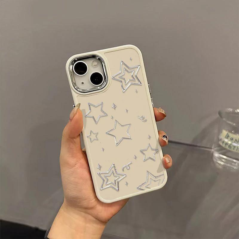 Fshion Hollow Out Stacked Pentagram Phone Case ForIPhone 16 11 12 13 14 15 Pro Max Silicone Soft INSCovers Case Funda Bumber