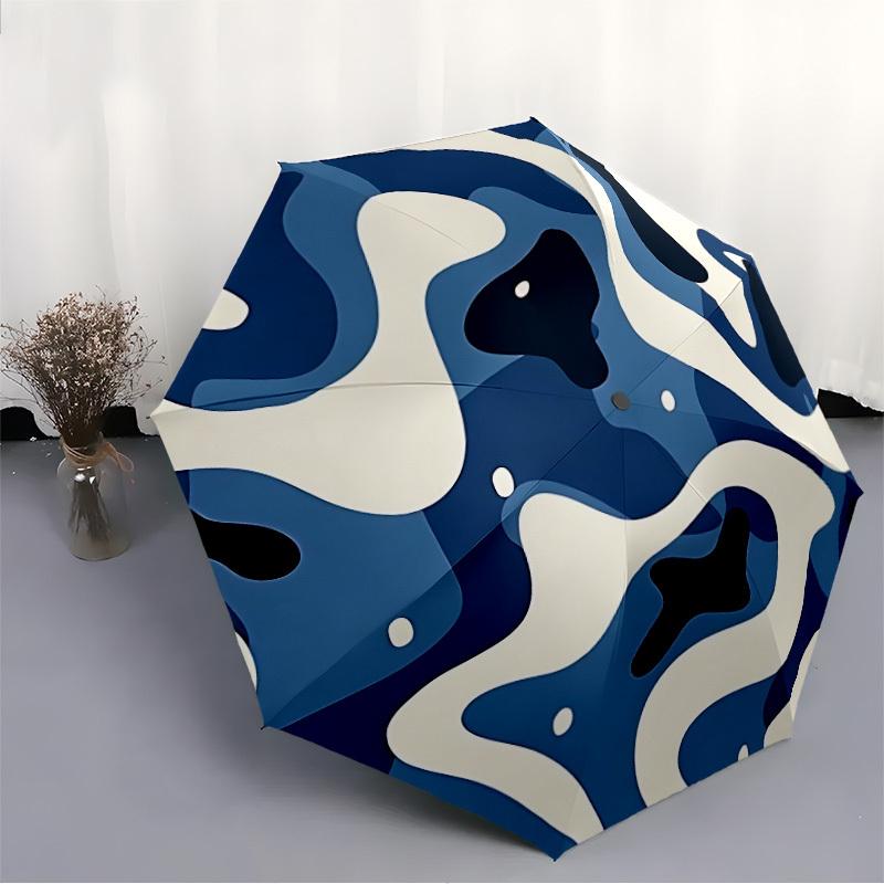 1 Stück Ozeanwellen Automatischer Öffnen/Schließen Regenschirm mit One-Touch-Knopf,, Winddichtes Design Leichter Tragbarer Regenschirm für Frauen & Männer6060