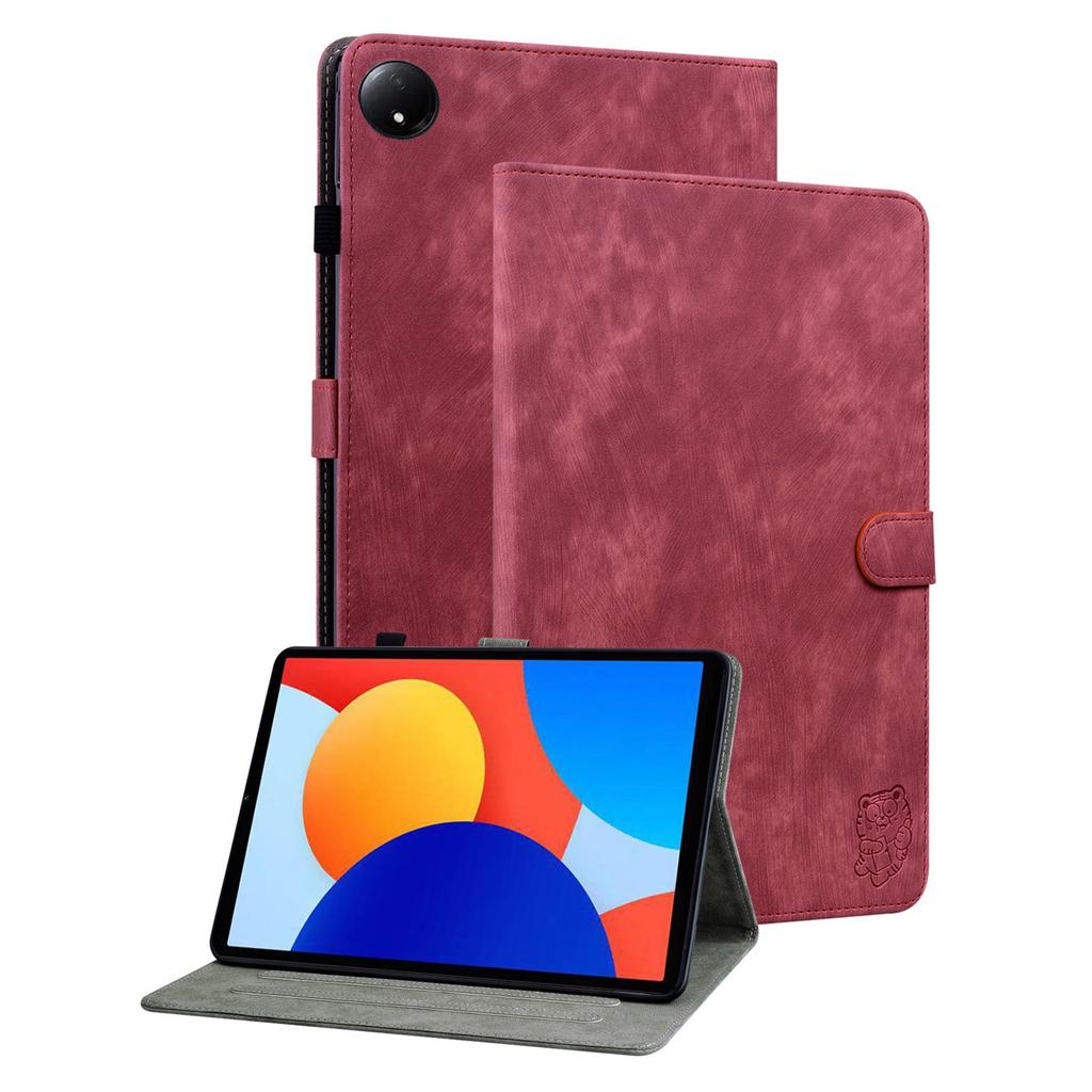 For Xiaomi Redmi Pad SE 4G 8.7 Inch Cases Tiger Imprint Anti-Scratch PU Leather Tablet Cover