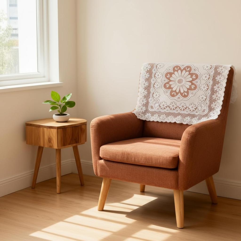 Small Square Lace Tablecloth 35''×35'' White Lace Tablecloth Crochet Laces Table Cloth Vintage Embroidered Side Table Cover for Round Coffee Tables