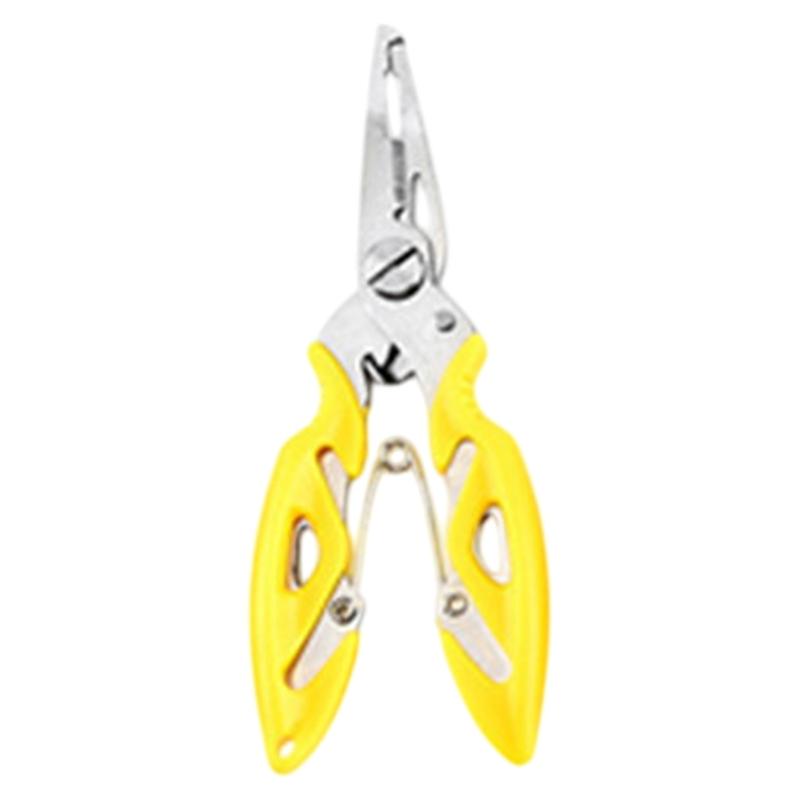 

Fishing Plier Multitool Stainless Pliers Multifunctional Braided Fishing Line Cutter Split Rings Pliers with Safety Lock жовтий