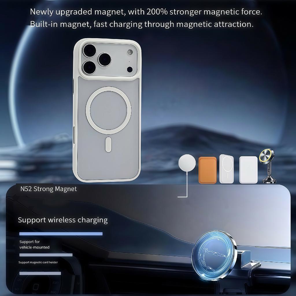 For iPhone 17 Pro Magnetic Case Skin Touch TPU Acrylic Phone Back Cover