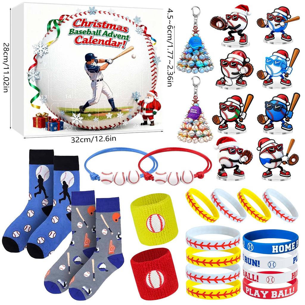 3D Baseball Zubehör Überraschungsbox Weihnachts-Adventskalender Baseball Spielzeug Überraschungsgeschenkboxen für Weihnachtsdekorationen Socken