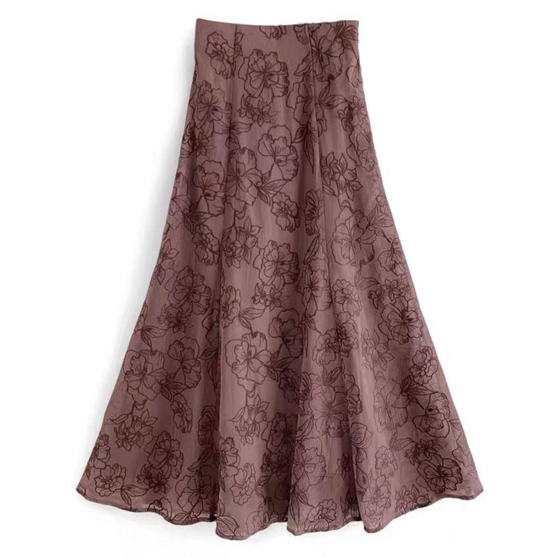 

Orders Exported to Japan G * L Heavy Industry Exquisite Spring and Summer Retro Flower Handle Embroidered Long Skirt Pink (No. 2 color S