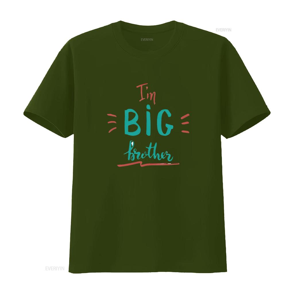 Mens I M BIG BROTHER Classic T Shirt Black vintage Washed Stylish Versatile Slightly streetwear Stretched homme