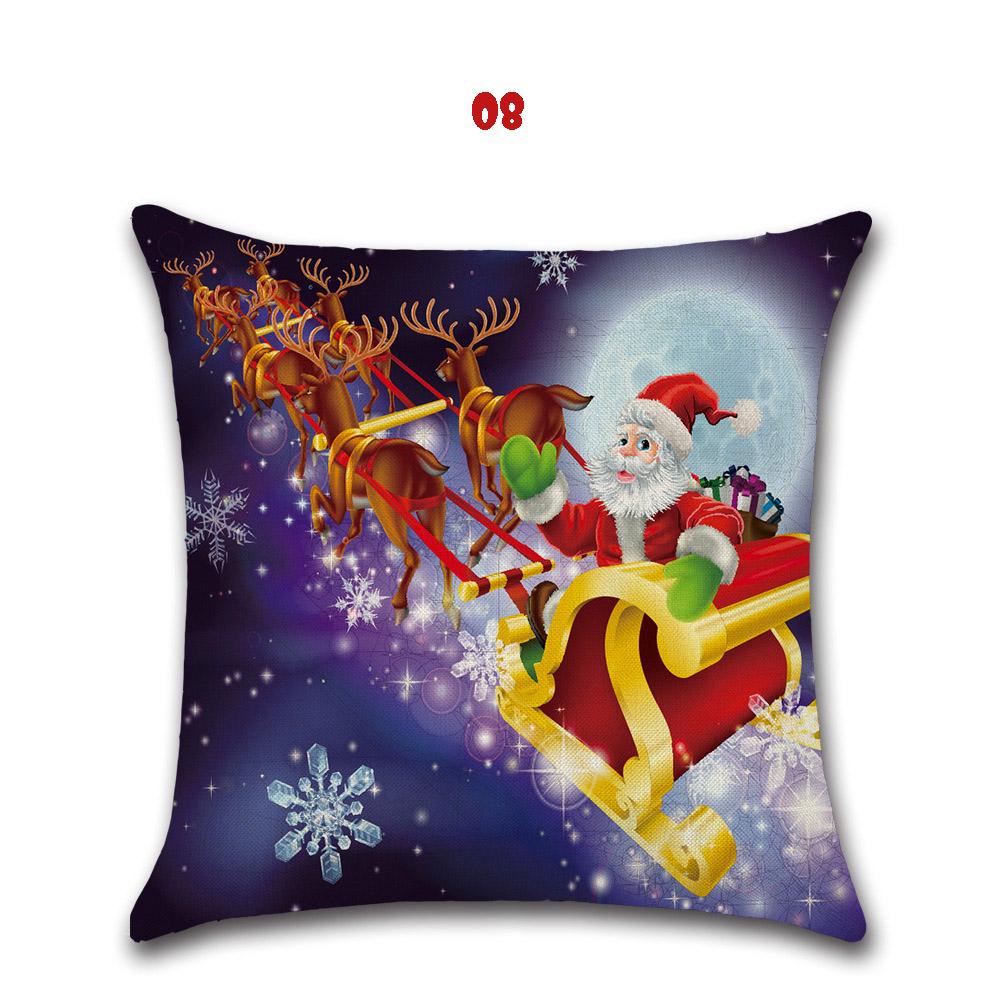 

Happyspree Christmas Happy Pillow Cases Linen Sofa Cushion Cover Home Case Decor 08