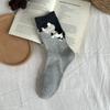 New Spring/autumn Mid-calf Socks Cute Comfortable Flocked Cat-themed Seamless Socks for Women