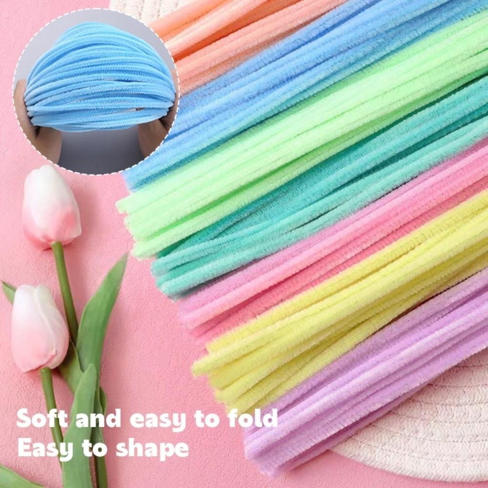 Tulip Rose Macaron Color Fuzzy Wire Encrypted Fur Root Top Knitting Strip Super Density Material Package DIY Flower Bouquet