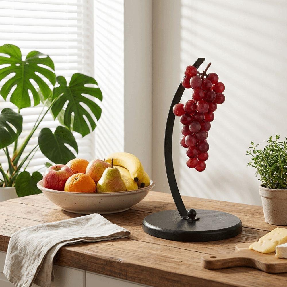 Draining Metal Banana Holder With Wood Base Fruit Storage Holder Creative Grape Stand  Home Use