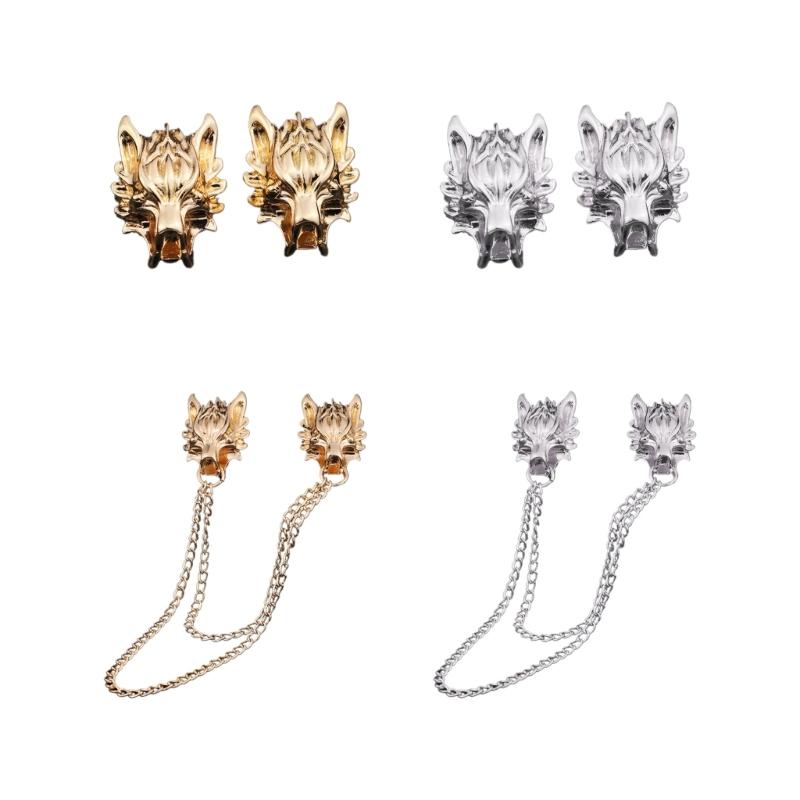 1 Pair Fashion Retro Men Brooches Wolf Animal Brooch Pins for Men And Women Wolf Brooch Shirt Collar Pin Brooch