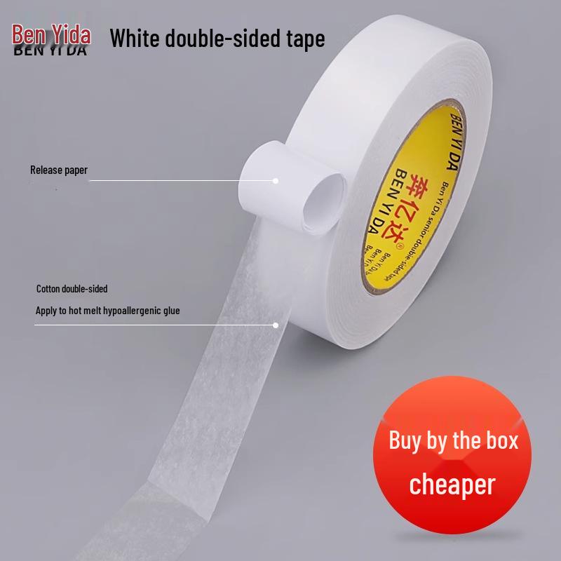 Oboustranná pěnová páska s vysokou viskozitou, velký role: Silné lepidlo, tavné, základ z bavlněného papíru