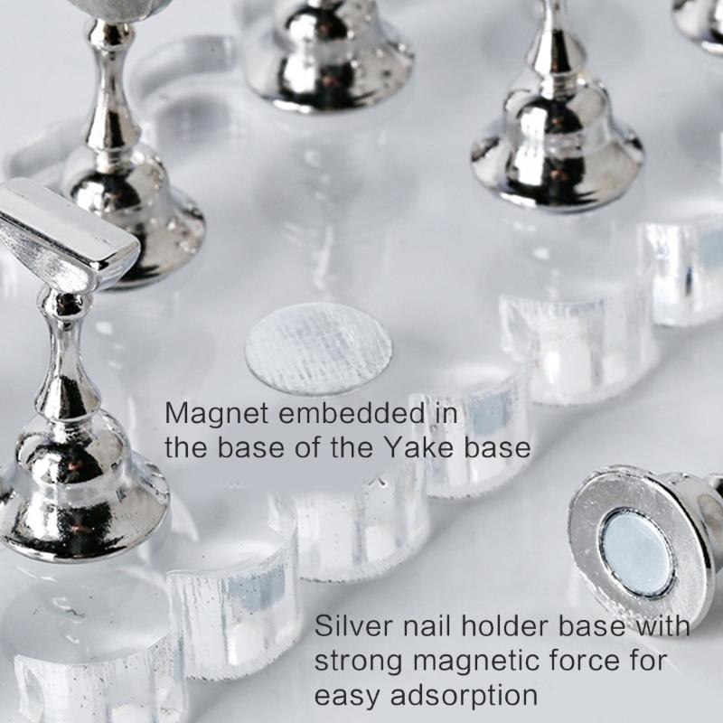 Durable Acrylic Nail Art Practice Stand Magnetic Fingernail Display Holder for False Nails