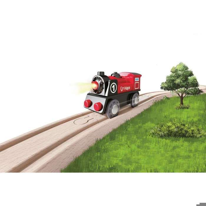 Locomotive en bois éléctrique - HAPE - Avec lampe frontale et inversion de sens