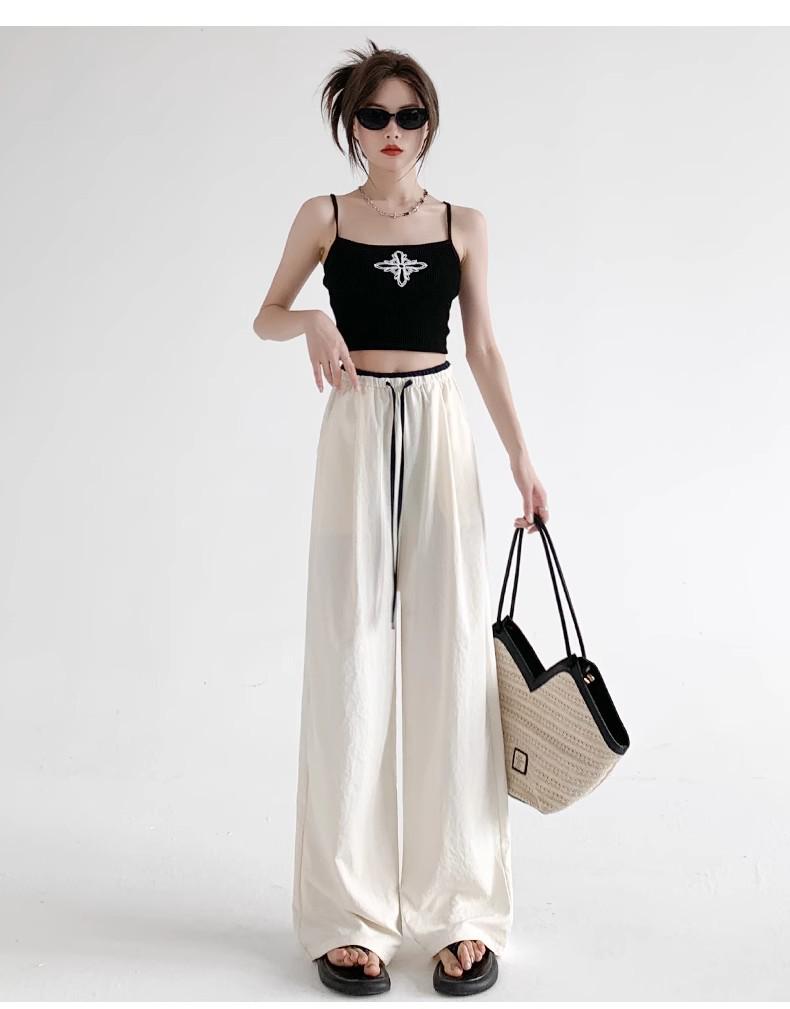 Women's Plus-Size High-Waisted Ice Silk Wide-Leg Pants - Summer Slimming & Loose Fit