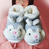 Zapatos de Moda para Mujer Invierno Cálidos 2025 Forro de Felpa Zapatillas de Algodón para Interior Lindo Conejo Piel Suave Pareja Plataforma Caña Alta Botas de Nieve