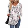 Dame Casual Mote V-hals Knapper Retro Blomsterprint Langermet Topp