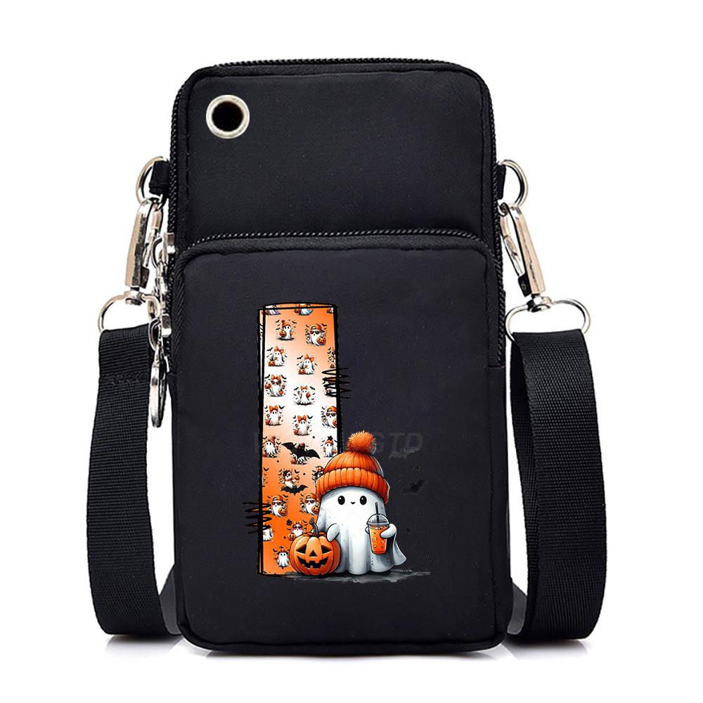 Halloween letter printing trend mobile phone bag vertical square black messenger bag change bag