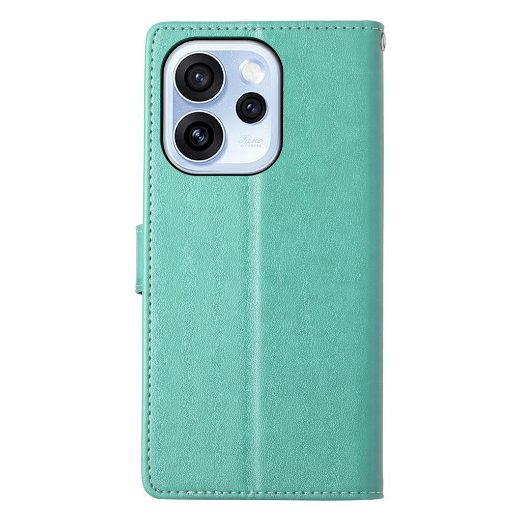 Für Oppo Reno15 F 5G Brieftaschenhülle Schmetterlings-Blumen-Prägung PU-Leder Handyhülle mit Handgelenkschlaufe