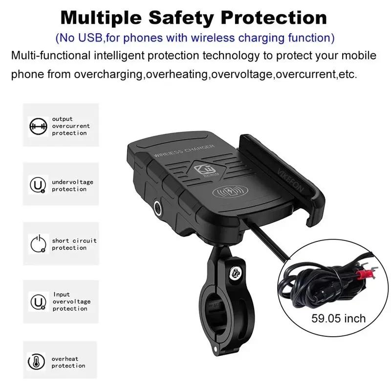 Motorcycle Holder With Wireless Charge Motorbike QC3.0 Fast Charg Cell Phone Wireless Holder Handlebar Mount Stand GPS Holder