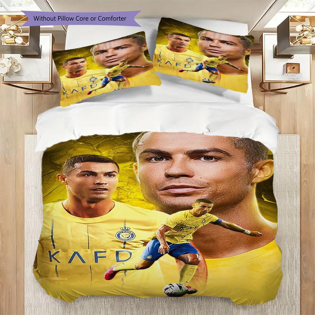 Set da calcio a tre pezzi Legacy di Cristiano Ronaldo (1 * copripiumino + 2 * federa, senza nucleo) Regalo di compleanno di Natale piatto 2D
