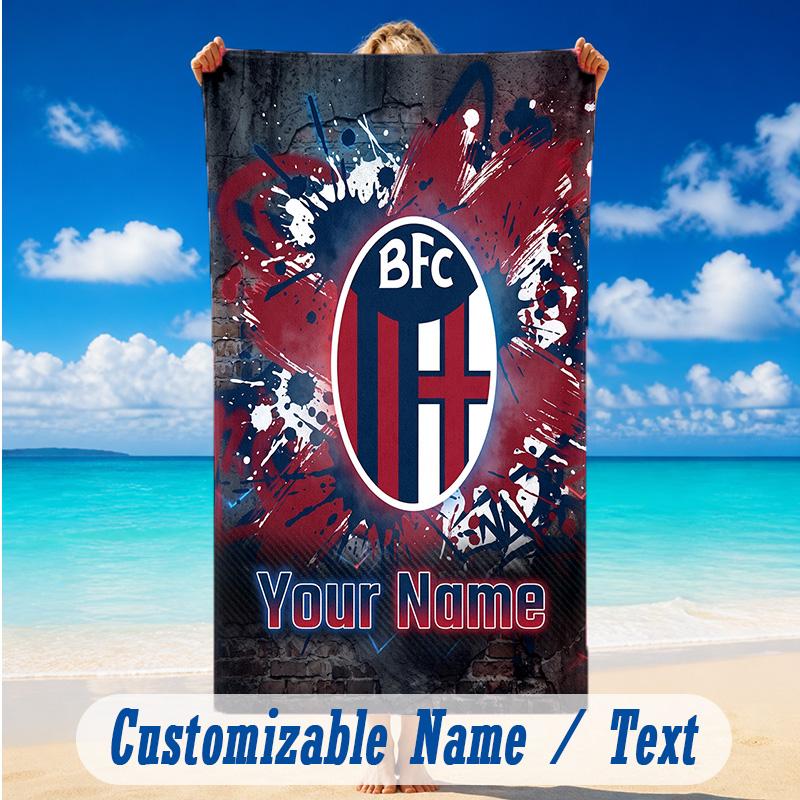 Beach Towel Custom Name Text, Quick Dry Large Towel For Beach HomeBologna FC